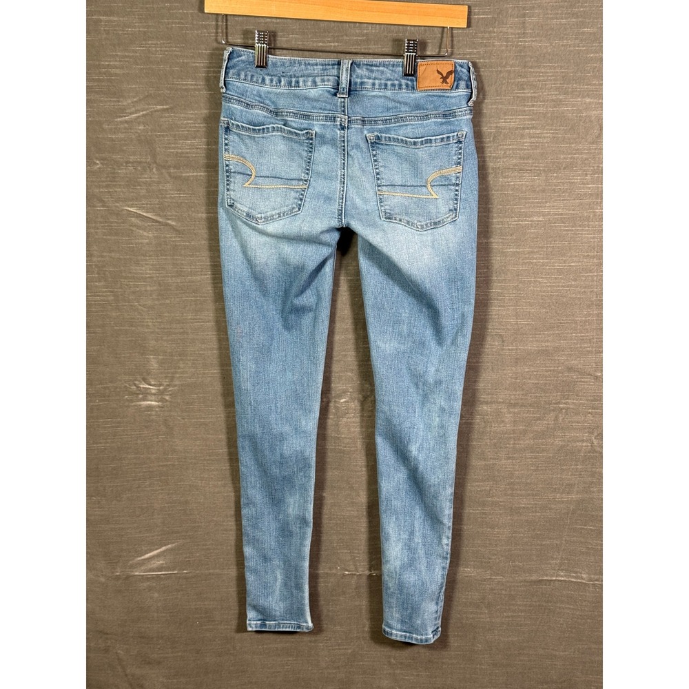 American Eagle Super Low Rise Jegging Light Wash Blue Denim Jeans Size 4 Short - Picture 13 of 16